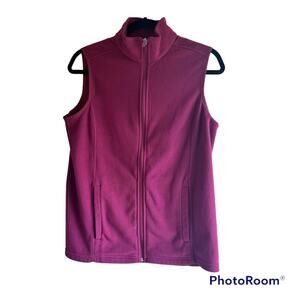 lands' End Thermacheck womens burgundy sleeveless fleece vest Size Small